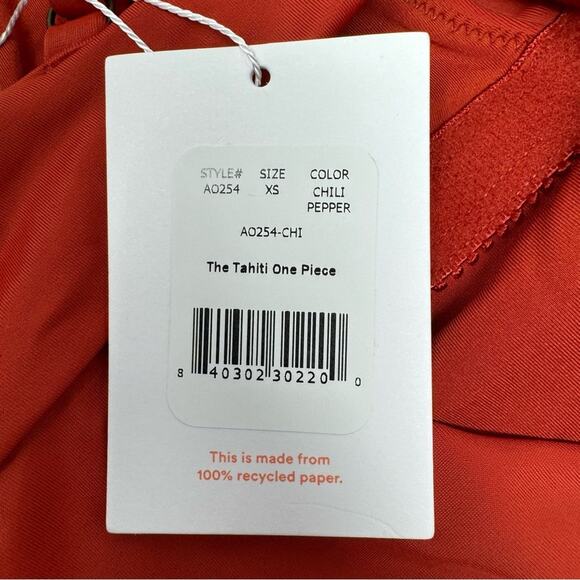 Andie Swim The Tahiti One Piece In Chili Pepper Open Back Deep V Size XS NEW - Picture 13 of 14